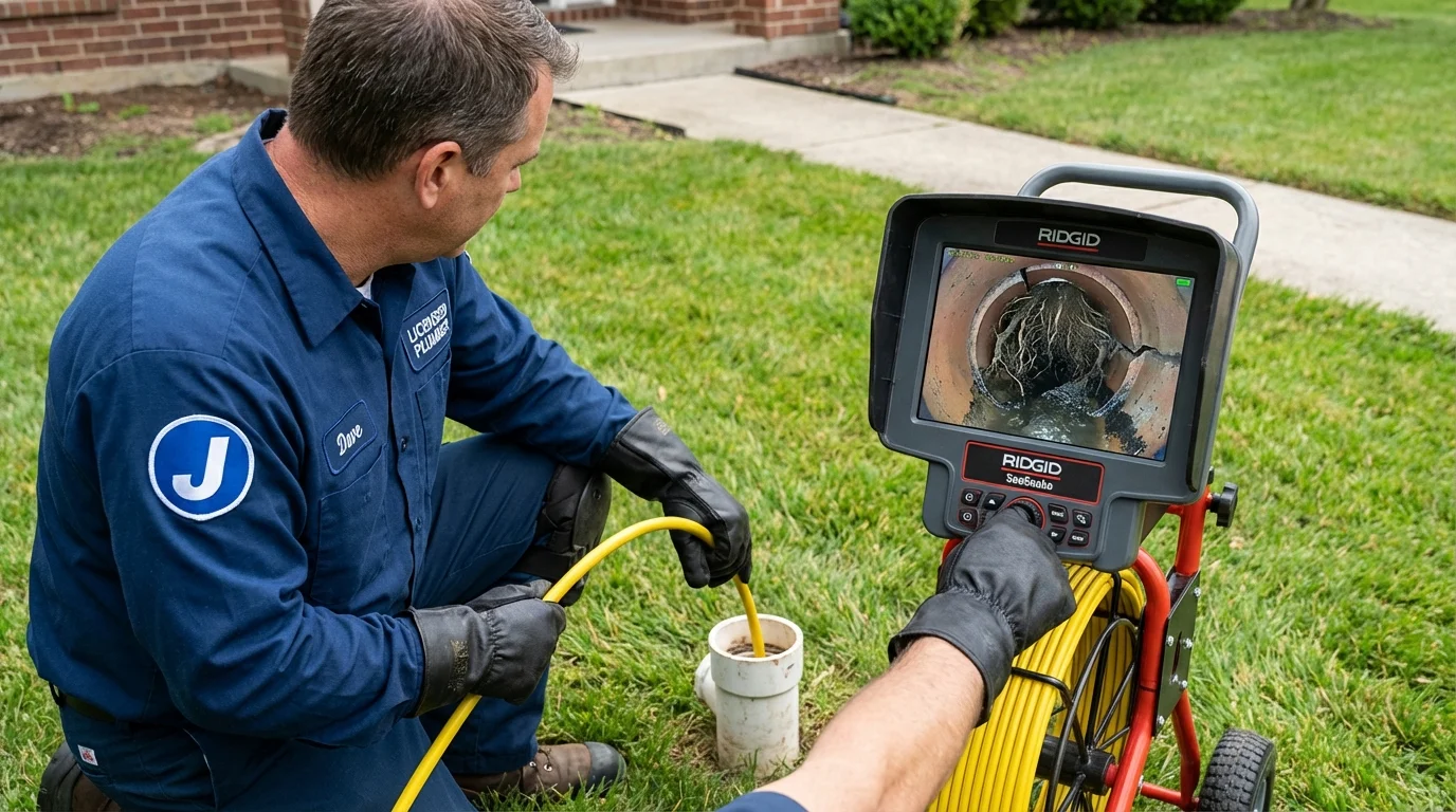 Sewer camera inspection being performed by Johns Plumbing LLC in Quinton